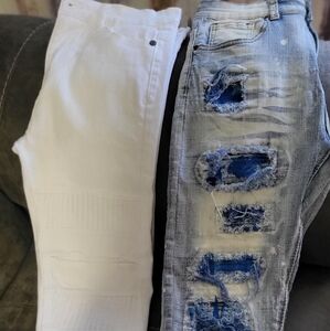 Stylish Kids Distressed Blue and White Jeans